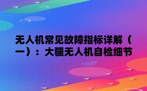 无人机常见故障指标详解（一）：大疆无人机自检细节